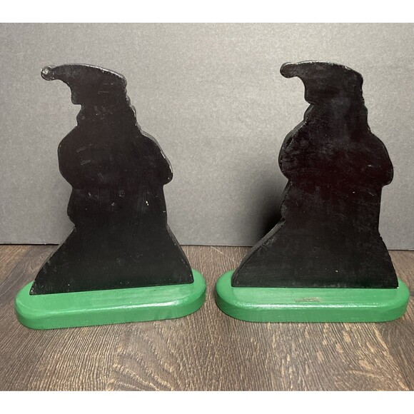 VTG Hand Made Folk Art Textured Santa Claus Skiing Christmas Dummy Board Set/2 - Picture 3 of 7